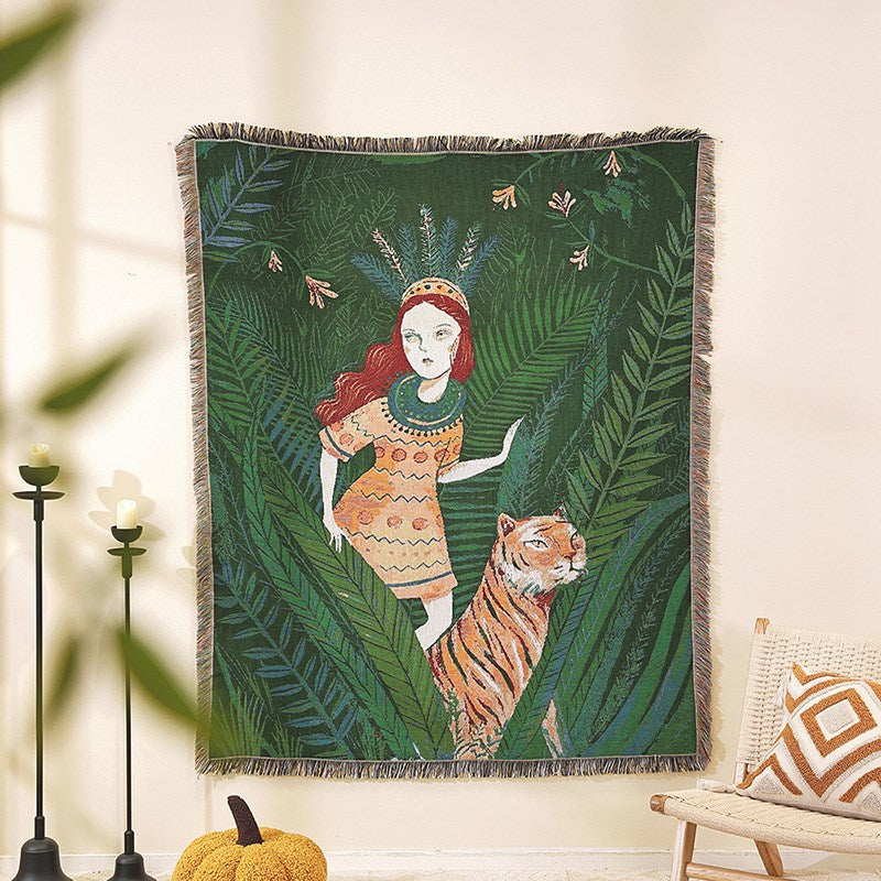 Artistic Cotton-Acrylic Knit Throw Blanket – Elegant American Style Designs