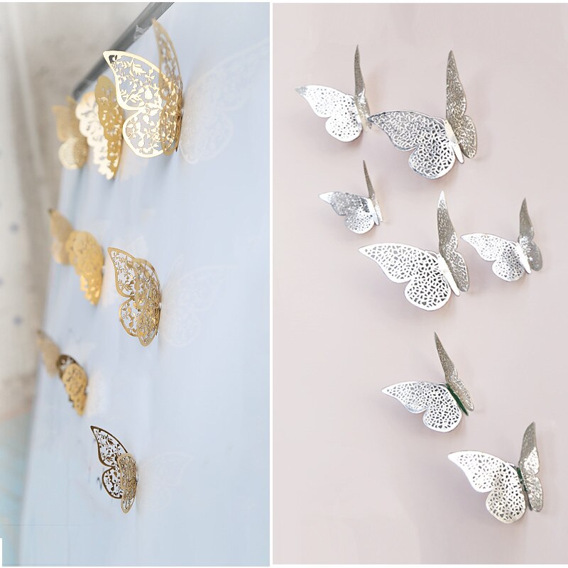 12pcs 3D Hollow Butterfly Wall Sticker for Home Decor DIY Butterflies Fridge stickers Room Decoration Party Wedding Decor - Julia M LifeStyles