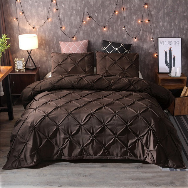 Luxury White Pinch Pleat Duvet Cover Set for Twin/Queen/King eprolo