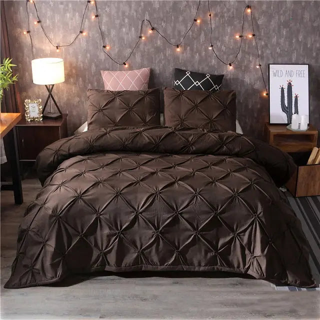 Luxury White Pinch Pleat Duvet Cover Set for Twin/Queen/King eprolo
