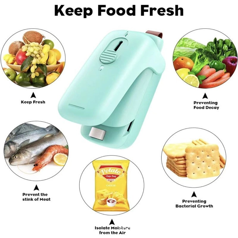 Portable Chip Bag Sealer Machine, With Cutter Handheld Heat Mini Chip Bag Sealer eprolo