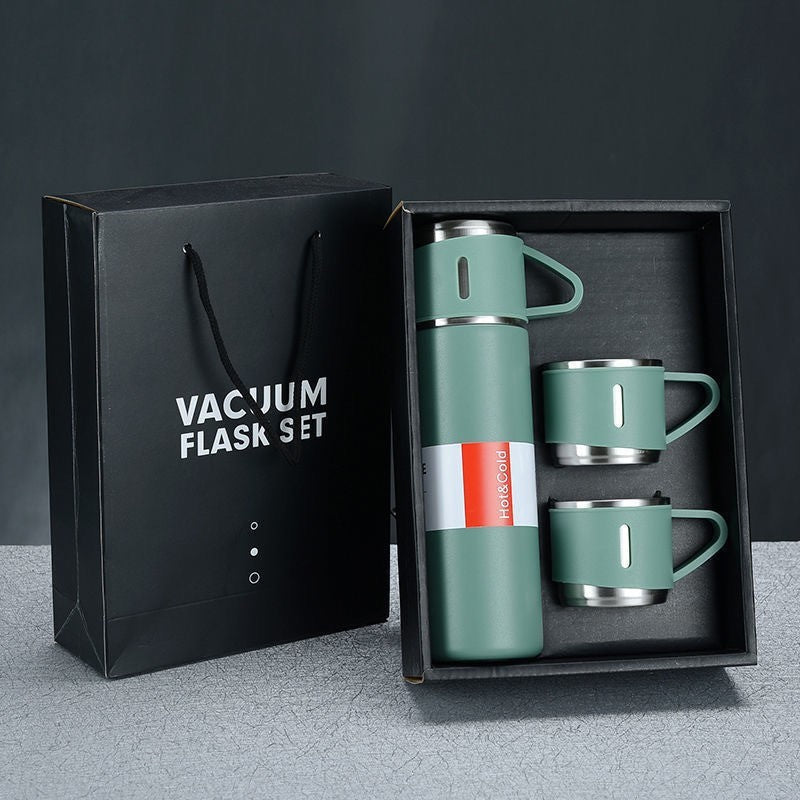 A cup of three-lid thermos cup portable fashion gift box set stainless steel cup - Julia M LifeStyles