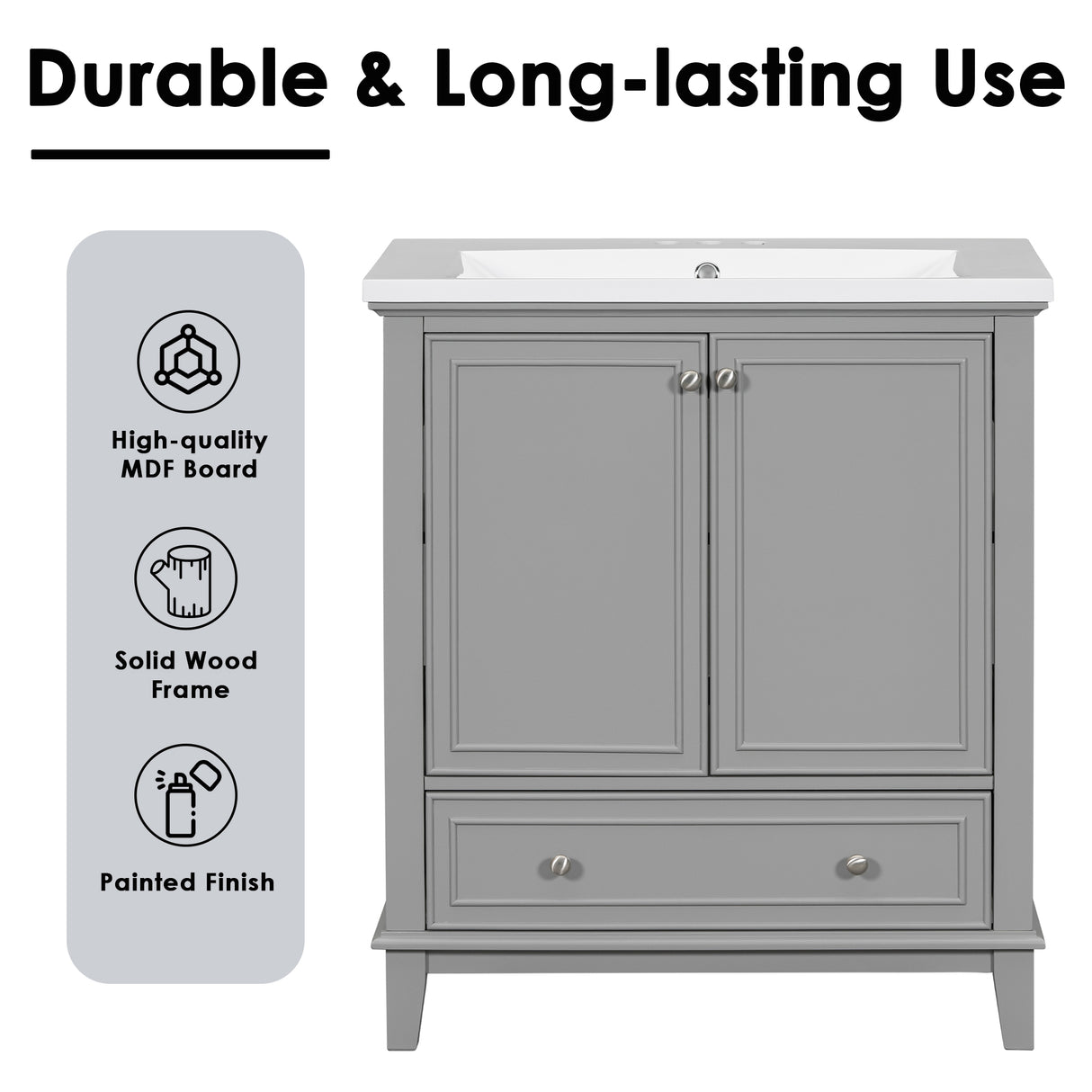 30 inch bathroom vanity no sink base only gray - Julia M LifeStyles