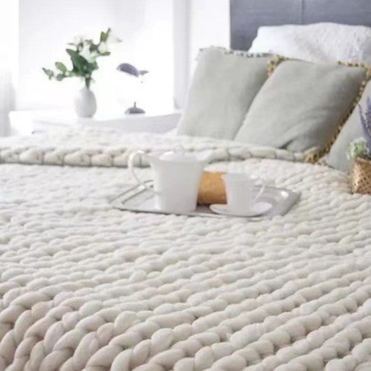 Cloudweave Chunky Knit Throw Blanket, Oversized Cozy Texture
