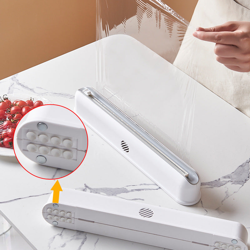 Elegant Cling Film Suction Cup Wall-Mounted Cutter with Free Plastic Wrap