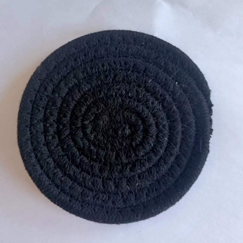 Cotton thread placemat hand woven insulation mat bowl mat cup mat thickened and simple cotton linen table mat eprolo