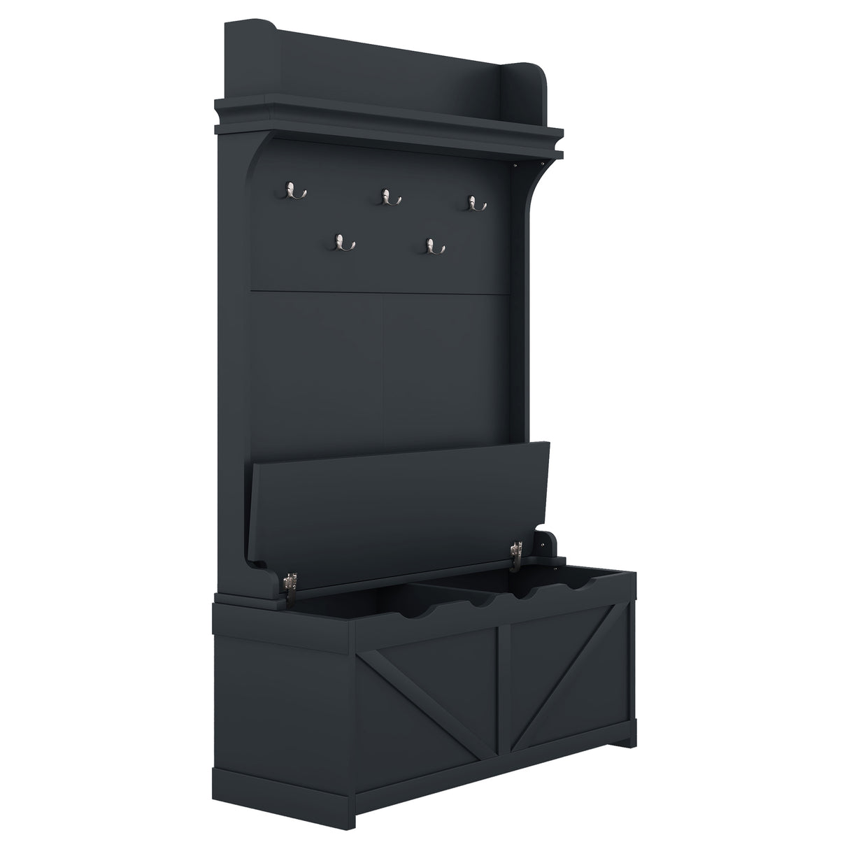 Hall tree with storage desk, entrance desk with drawers and 5 hooks, display rack, dark blue - Julia M LifeStyles