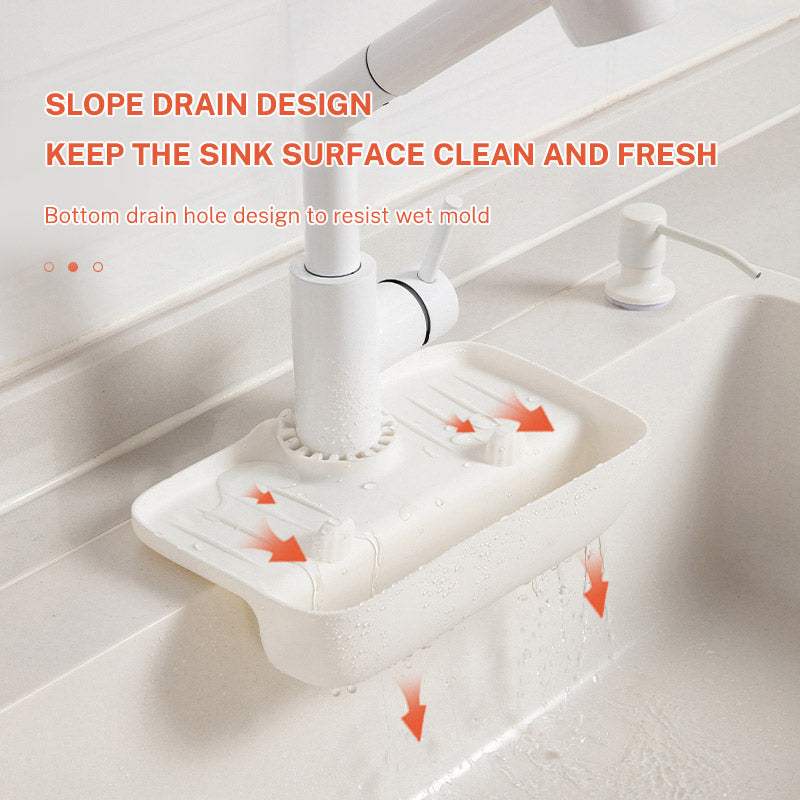 Faucet Splash Proof Drainage Rack, Sink Water Collection Pad, Kitchen Cloth, Sponge Wipe, and Drainage Storage Rack Julia M Home & Kitchen