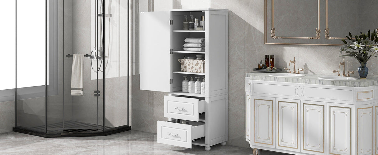 European Style Tall Bathroom Storage Cabinet with Adjustable Shelves and Drawers Julia M Home & Kitchen