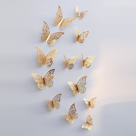 12pcs 3D Hollow Butterfly Wall Sticker for Home Decor DIY Butterflies Fridge stickers Room Decoration Party Wedding Decor - Julia M LifeStyles