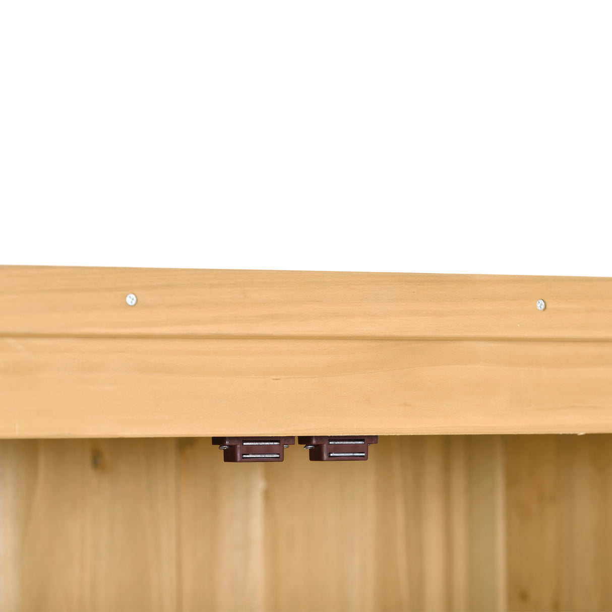 Wooden Garden Shed 3-tier Patio Storage Cabinet Outdoor Organizer Wooden Lockers with Wood (Natural Wood Color -Shutter Design) - Julia M LifeStyles