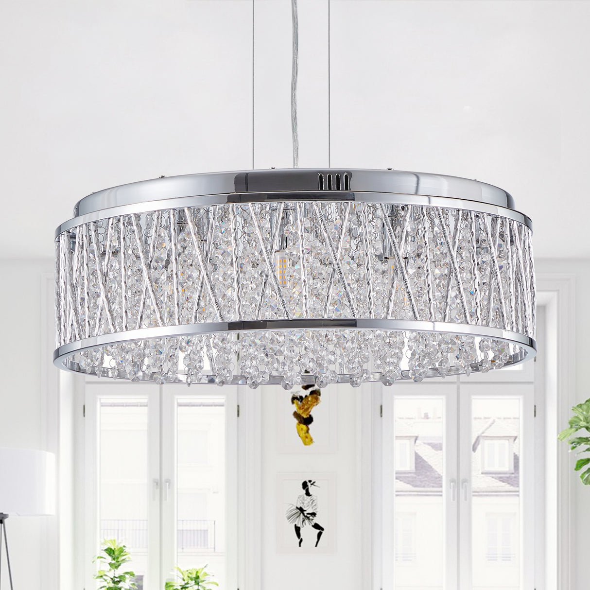 Modern Crystal Ceiling Light – Round Flush Mount Chandelier
