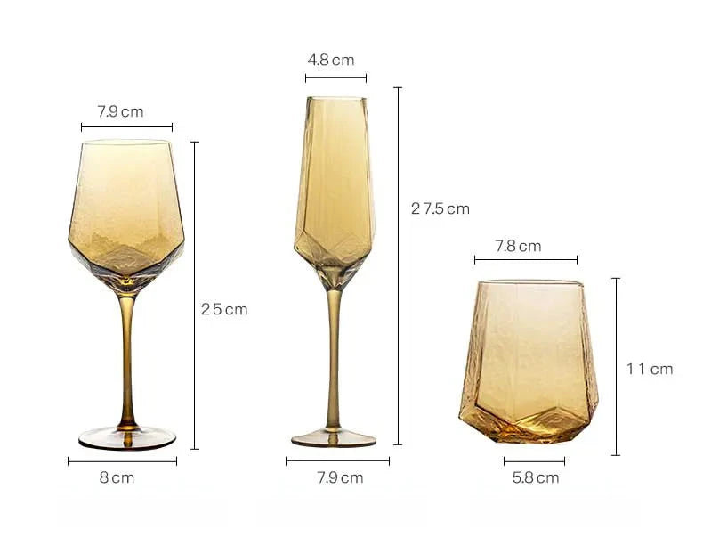 Hammered Diamond Amber Crystal Champagne Goblet Julia M Home & Kitchen