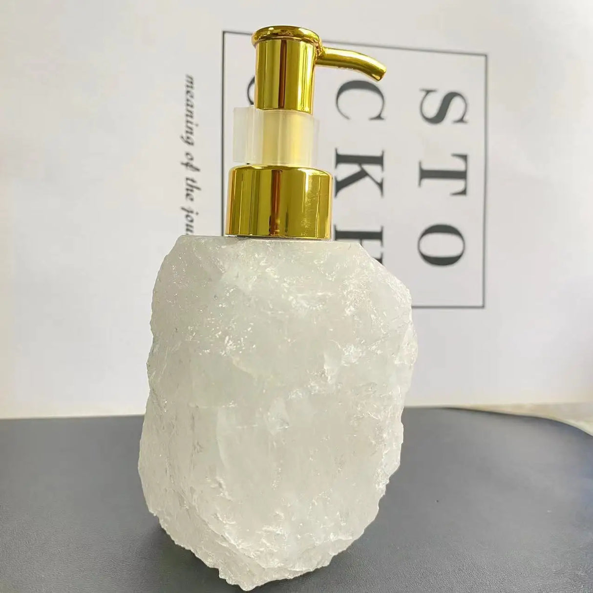 1 PCS Natural Pink Crystal Stone Press Bottle Dispenser 30ml Liquid Dispenser Shower Gel Wash Light Luxury Bathroom Accessory - Julia M LifeStyles