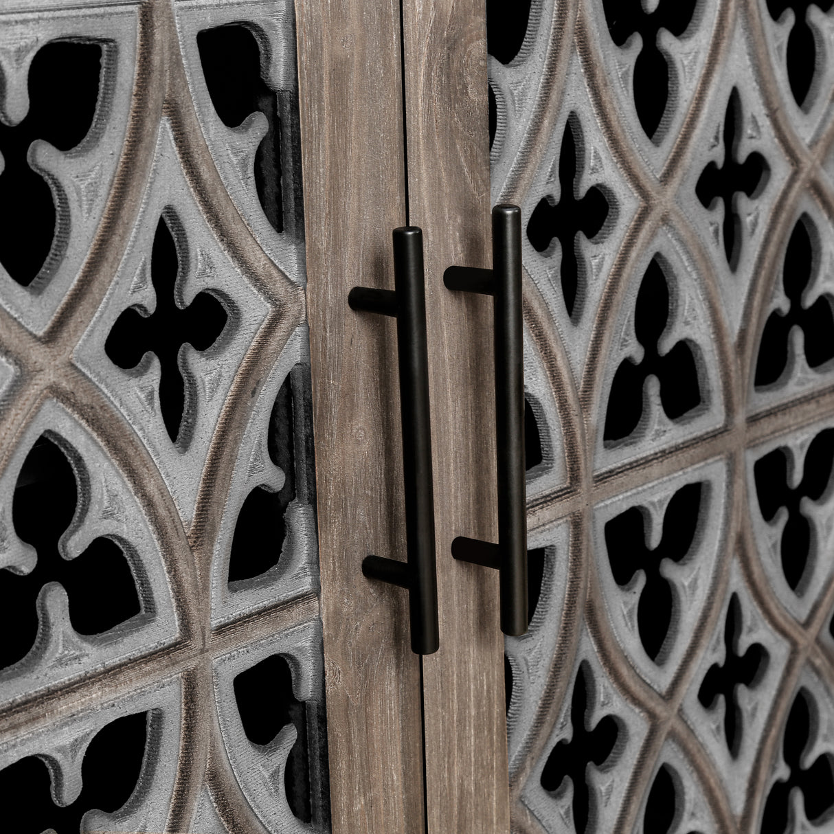 Hollow Four Door Antique Cabinet, American Country Style, Suitable for Living Room, TV Cabinet, Kitchen (Brown) - Julia M LifeStyles