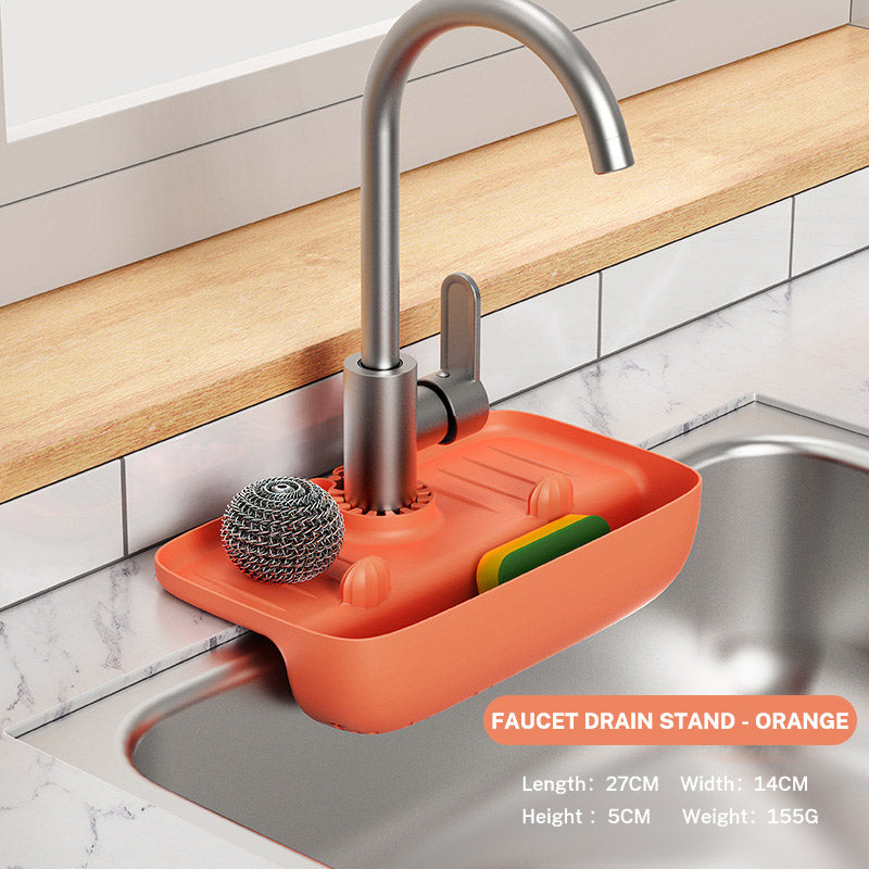 Faucet Splash Proof Drainage Rack, Sink Water Collection Pad, Kitchen Cloth, Sponge Wipe, and Drainage Storage Rack Julia M Home & Kitchen
