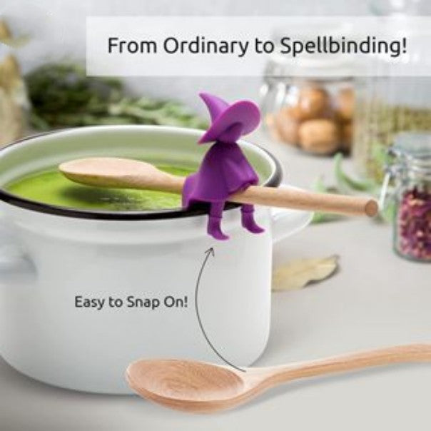 Creative kitchen utensils silicone tools Little Flying Man wizard shaped pot lid anti overflow lifting high soup spoon holder - Julia M LifeStyles