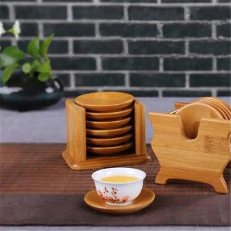6PCS Bamboo Coaster Set - Modern Style Round Cup Rests 🎍 - Julia M LifeStyles