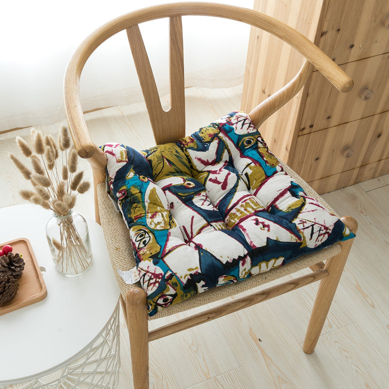 Dark Retro Southeast Asian Cotton Linen Luxurious Chair Cushion