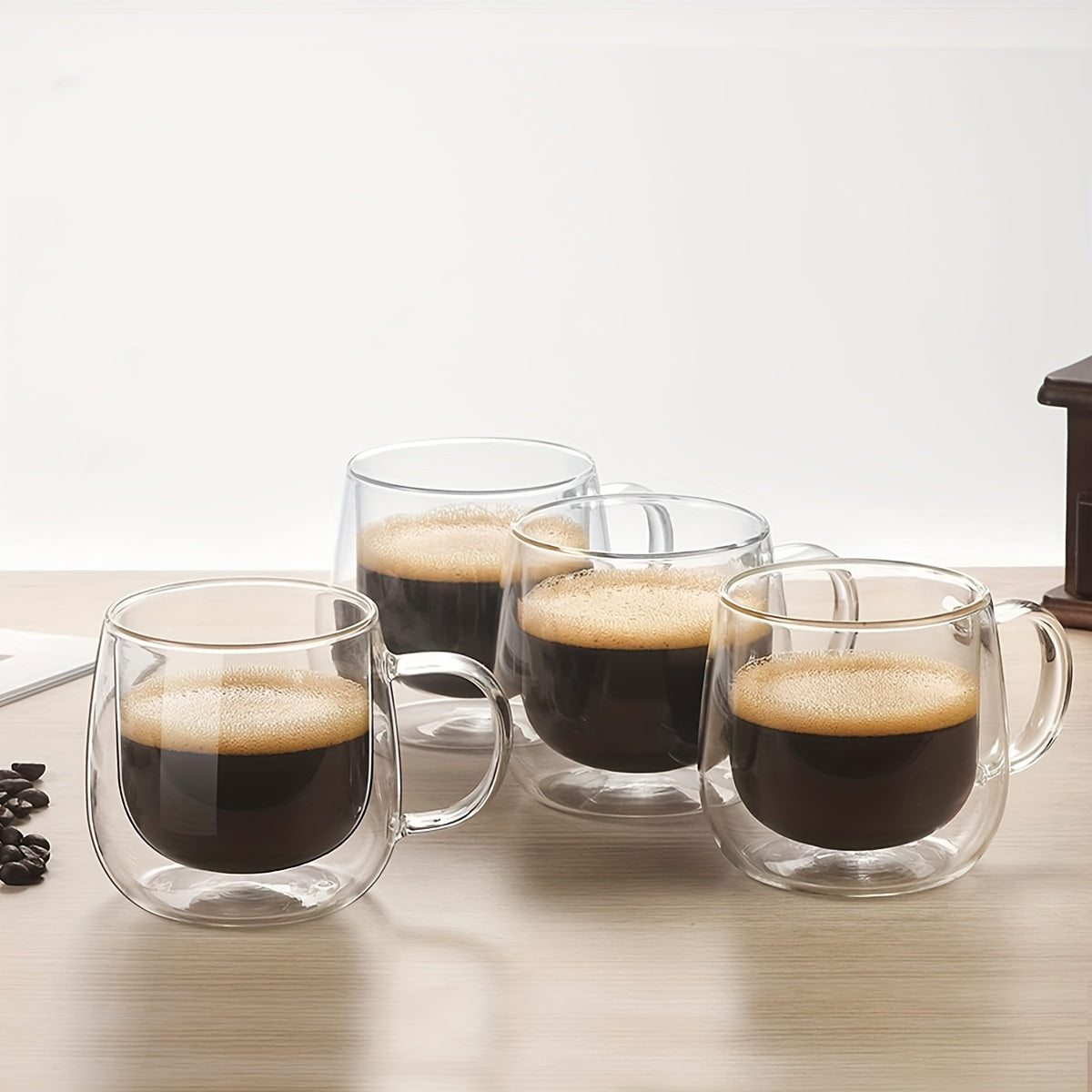 4pcs 10.14oz High Borosilicate Glass Coffee Mugs - Double-Walled, Insulated Cups with Handles for Latte, Cappuccino, Tea - Dishwasher Safe, Reusable & Recyclable Clear Glassware, Coffee Cups - Julia M LifeStyles