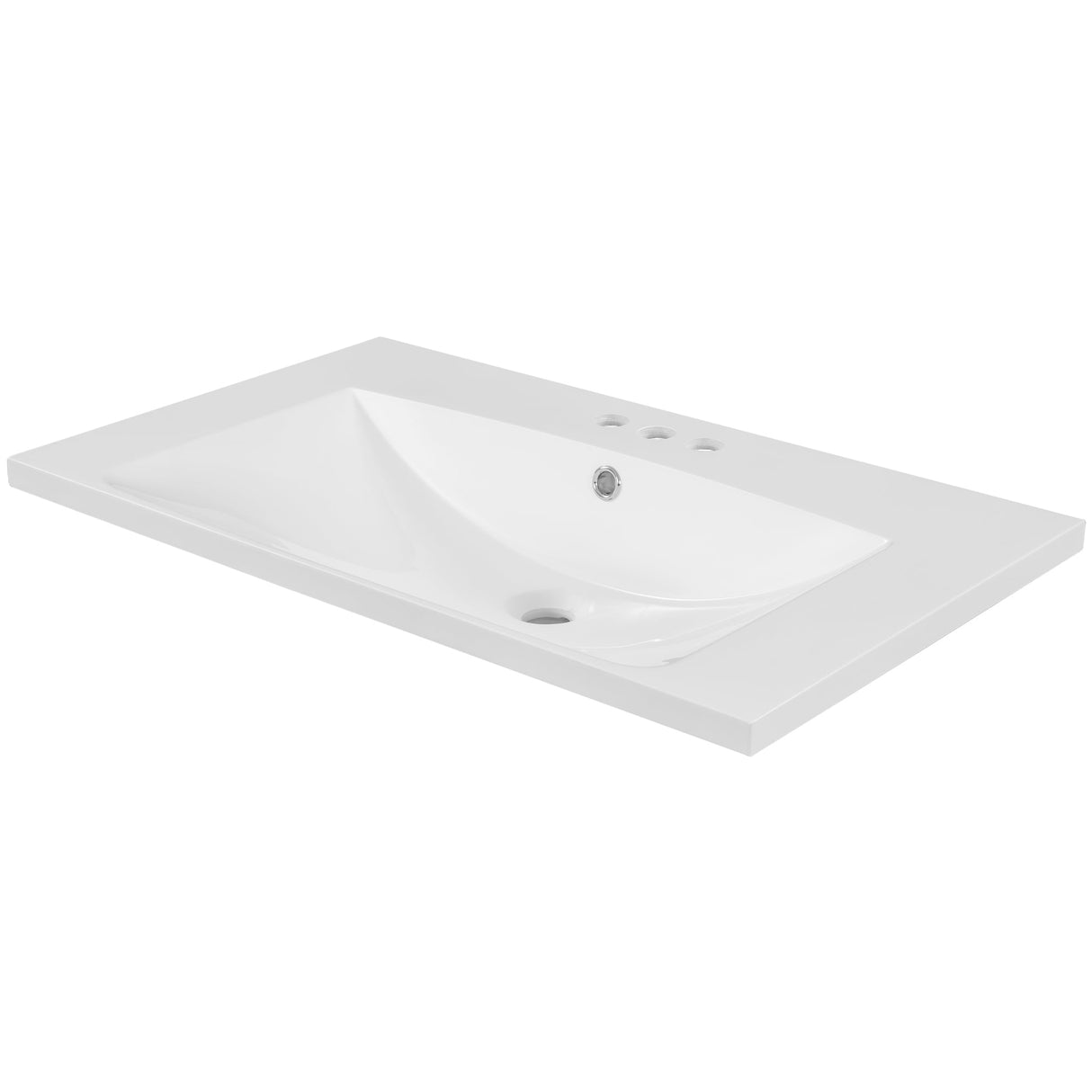 30" Single Bathroom Vanity Top with White Basin 3-Faucet Holes Ceramic White Julia M Home & Kitchen