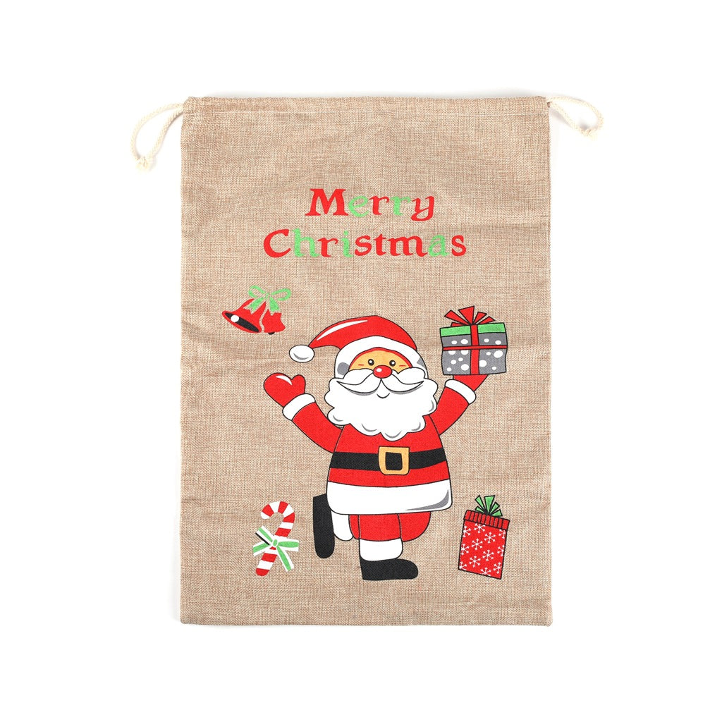 Christmas decorative items, Christmas printed linen gift bags, Santa Claus backpacks, candy bags, apple bags eprolo