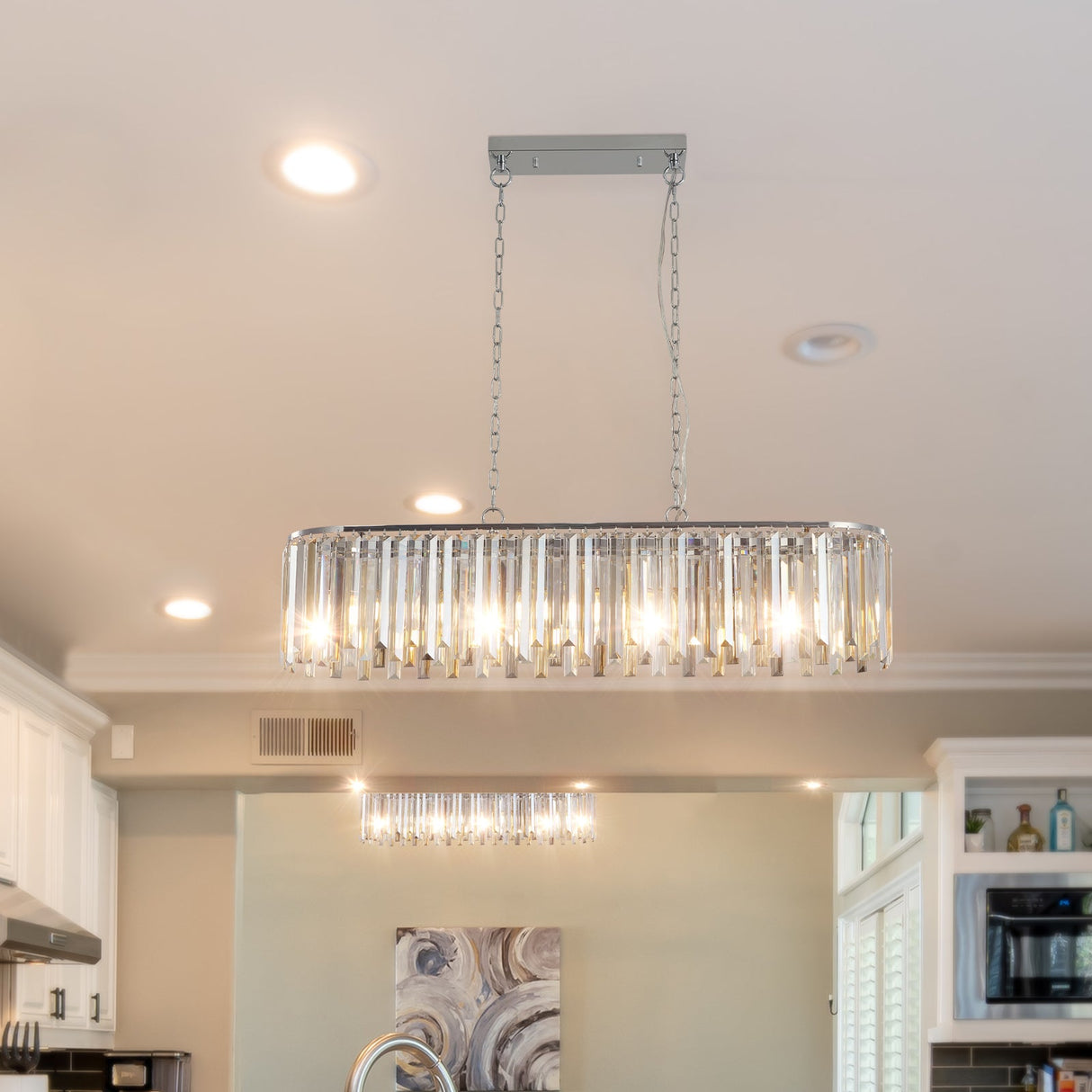 Modern Oval Crystal ceiling chandelier Luxury Home Decor Light Fixture Julia M Home & Kitchen