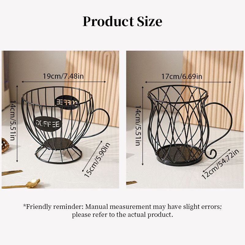 Elegant Wrought Iron Coffee Capsule Organizer & Dispenser – Large Capacity for Nespresso & Keurig