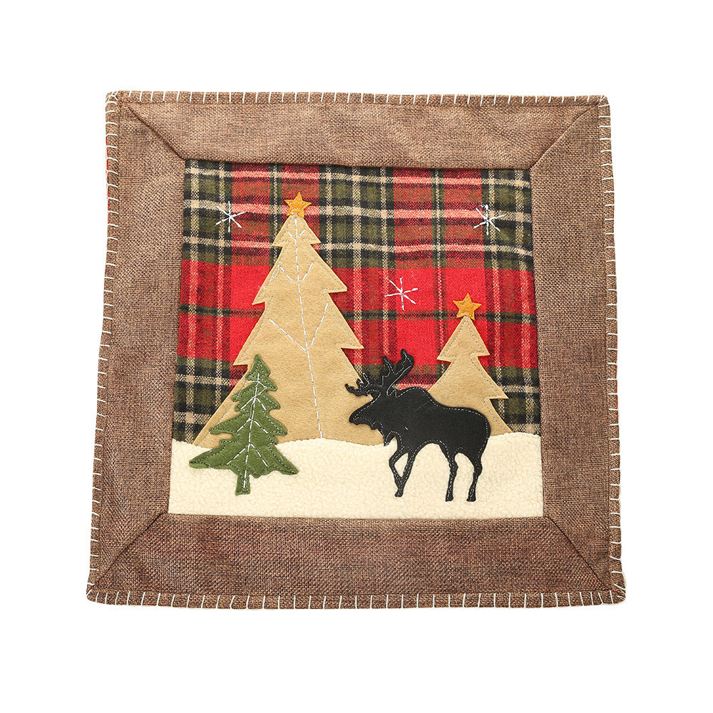 Christmas decoration items: plaid cloth pillowcase, adhesive cloth pillowcase, reindeer small pillowcase, without pillow core Julia M Home & Kitchen