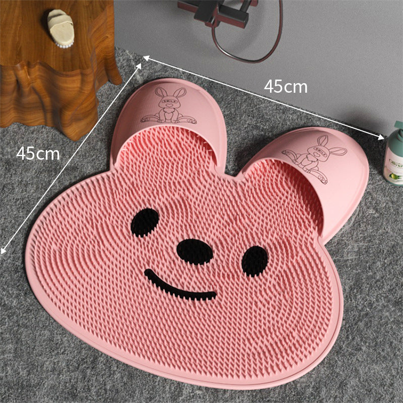 Silicone rabbit rub foot artifact bathroom anti-slip mat rub back massage pad rub bath wash feet to dead skin shower mat Julia M Home & Kitchen