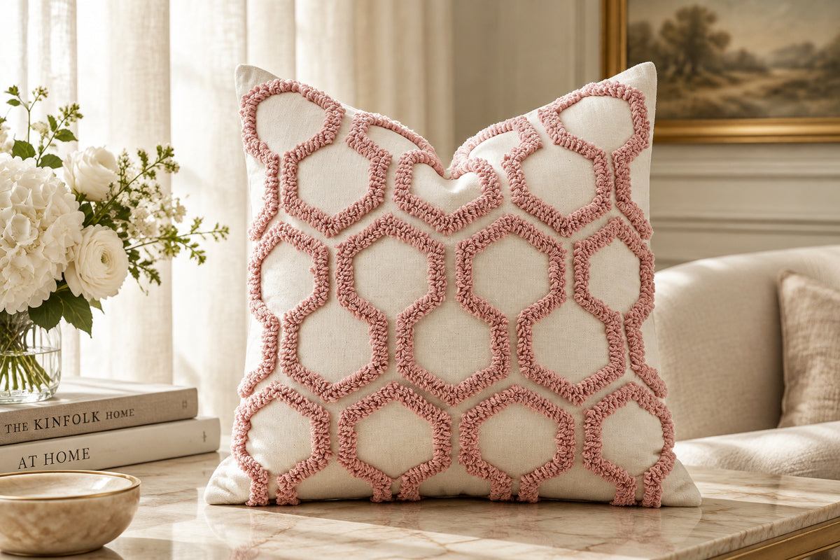 Hive Honeycomb Tufted Throw Pillow Cover, 18 x 18 in