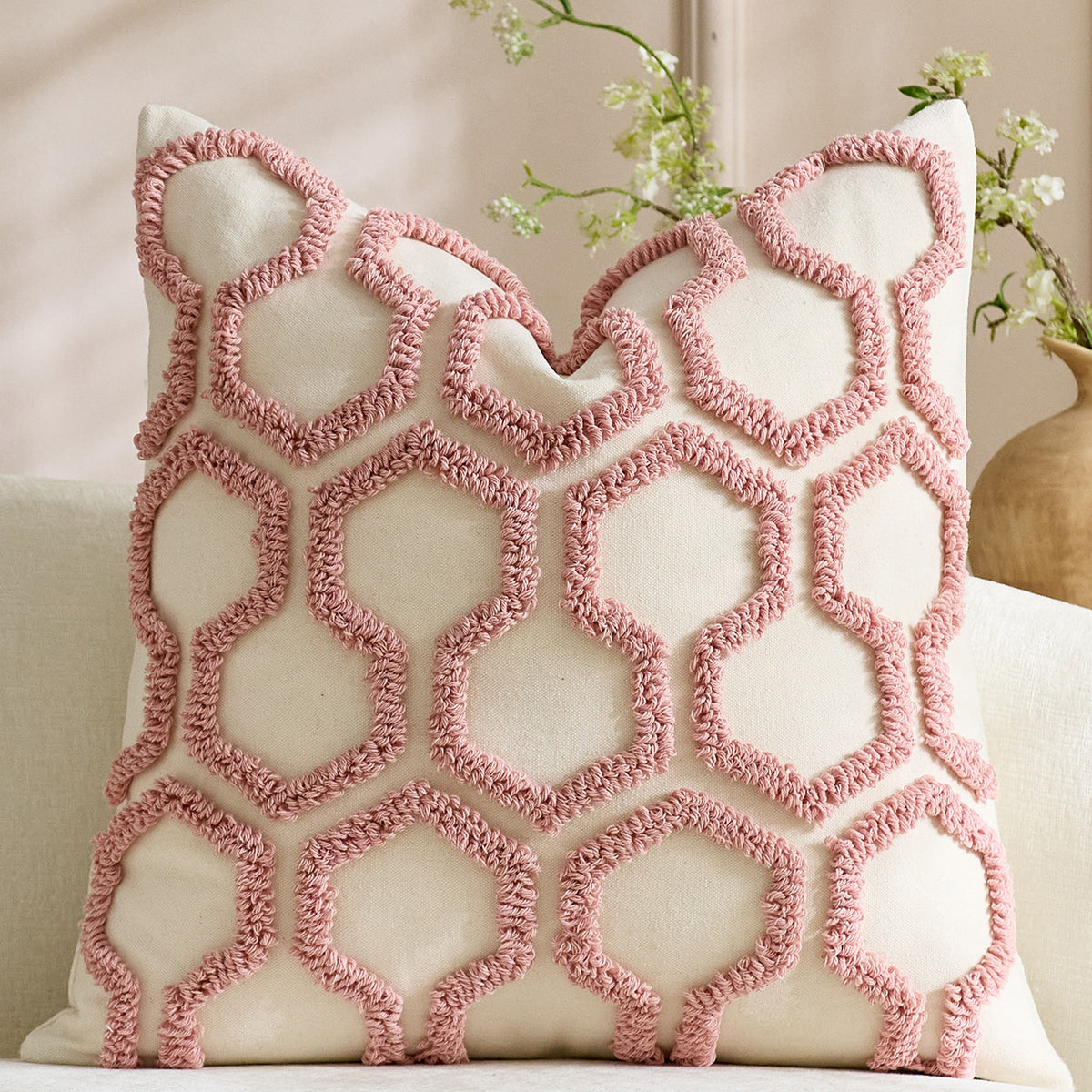 Luxury Honeycomb Tufted Cushion Cover – Textured Decorative Pillow Case