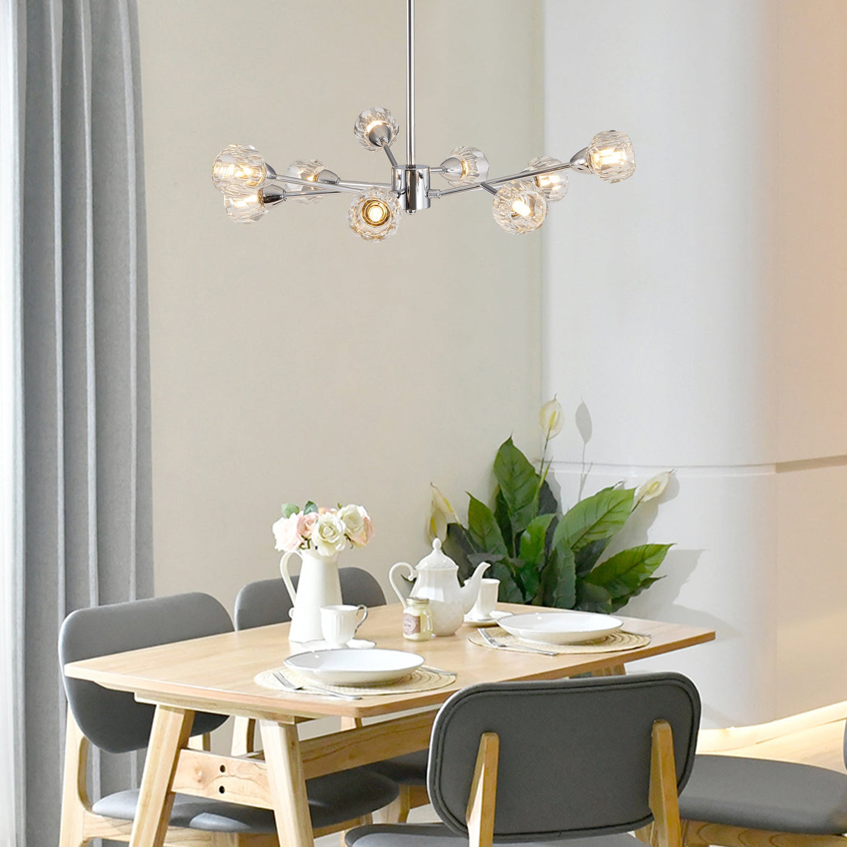 Modern Crystal Chandeliers, 9 Lights Chrome Chandelier for Living Room Bedroom (Bulbs Not Included) eprolo