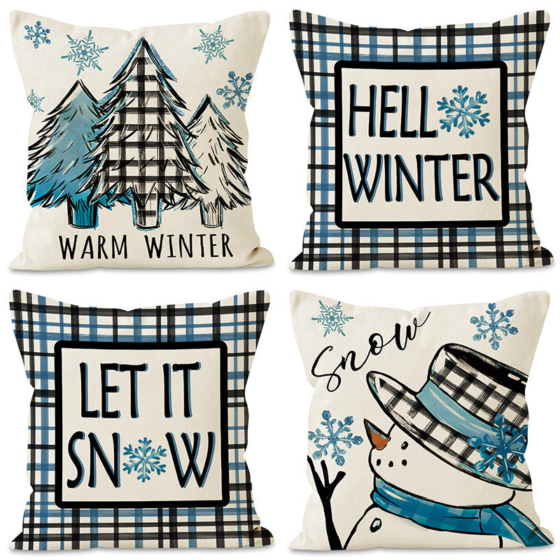 Christmas tree checkered pillow cover holiday bedroom decoration pillowcase office seat linen waist pillowcase Julia M Home & Kitchen