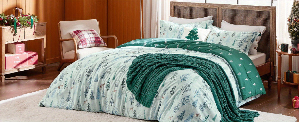 Bedsure 5-Piece Festive Fluffy Christmas red Comforter Set Julia M LifeStyles