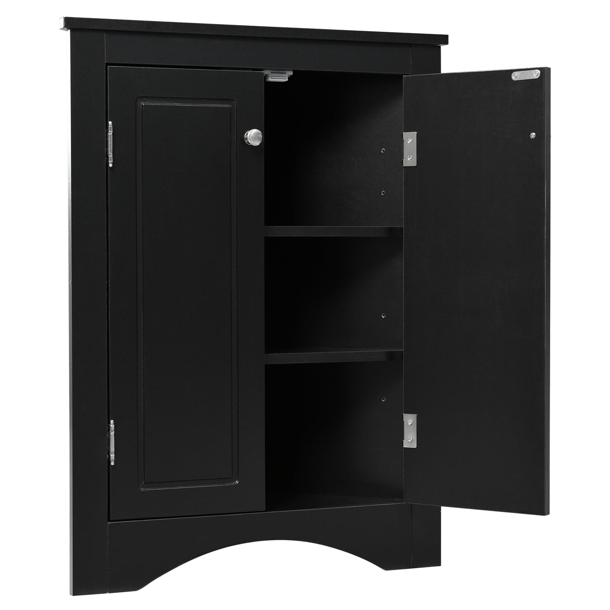 Black Triangle Bathroom Storage Cabinet with Adjustable Shelves, Freestanding Floor Cabinet for Home Kitchen - Julia M LifeStyles
