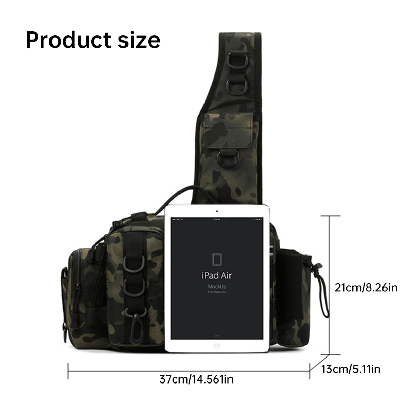 Men's Fishing Backpack: Equipped with bait box, equipment storage bag, pole holder, sling & shoulder bag design. eprolo