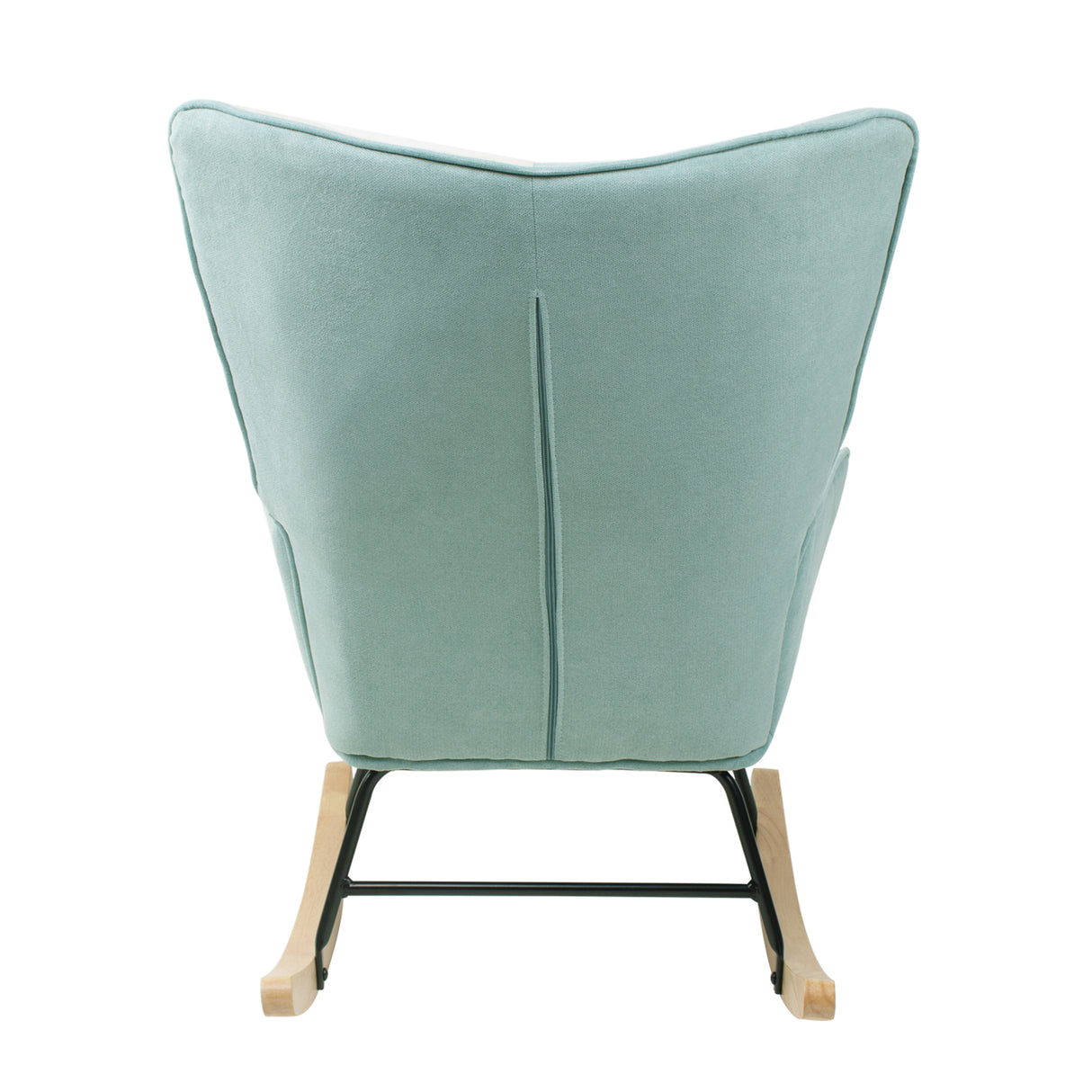 Rocking Chair with ottoman, Mid Century Fabric Rocker Chair with Wood Legs and Patchwork Linen for Livingroom Bedroom - Julia M LifeStyles