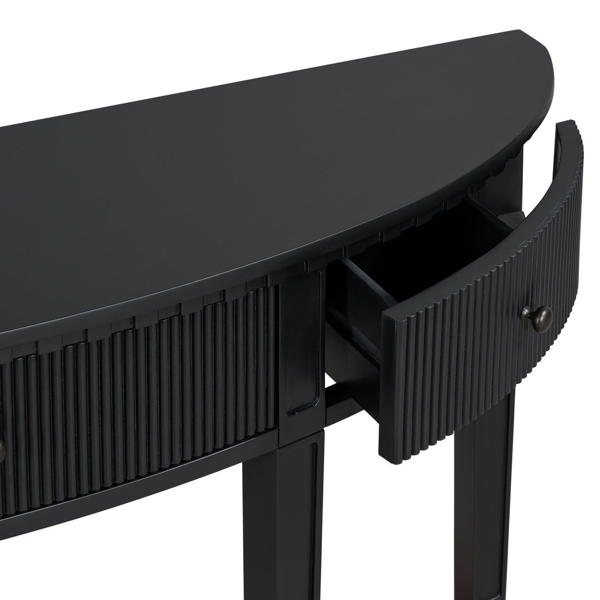 U-Style Distinctive Features of Pine Veneer Console Table with Vertical Stripe Drawer Fronts and Four Legs - Julia M LifeStyles