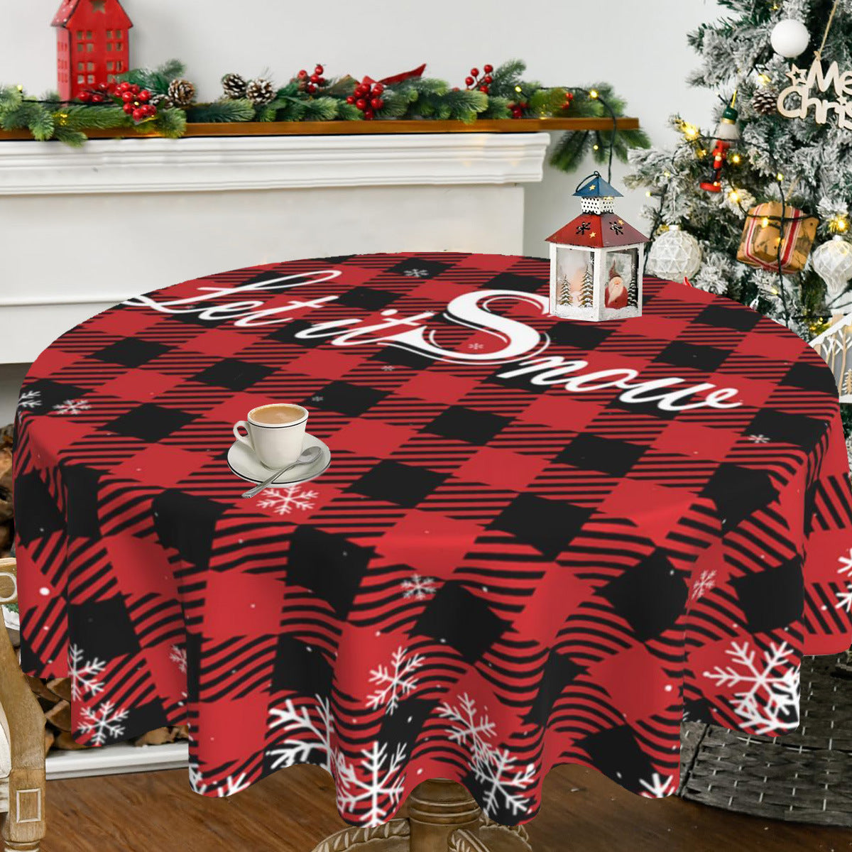 Christmas circular tablecloth home decoration indoor and outdoor desktop decoration cloth Julia M Home & Kitchen