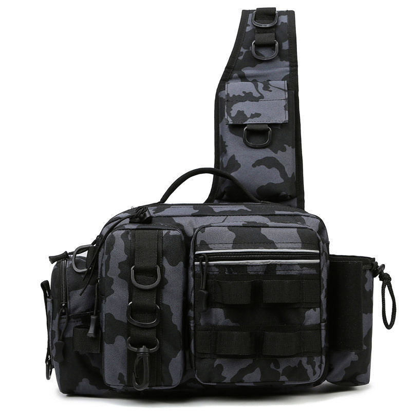 Men's Fishing Backpack: Equipped with bait box, equipment storage bag, pole holder, sling & shoulder bag design. eprolo