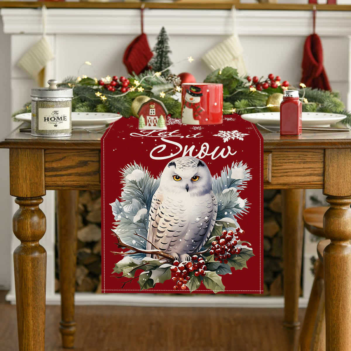 Owl Linen Table Flag Christmas Day Table Decoration Tablecloth Kitchen Restaurant Tablecloth Tea Table Cloth Julia M Home & Kitchen