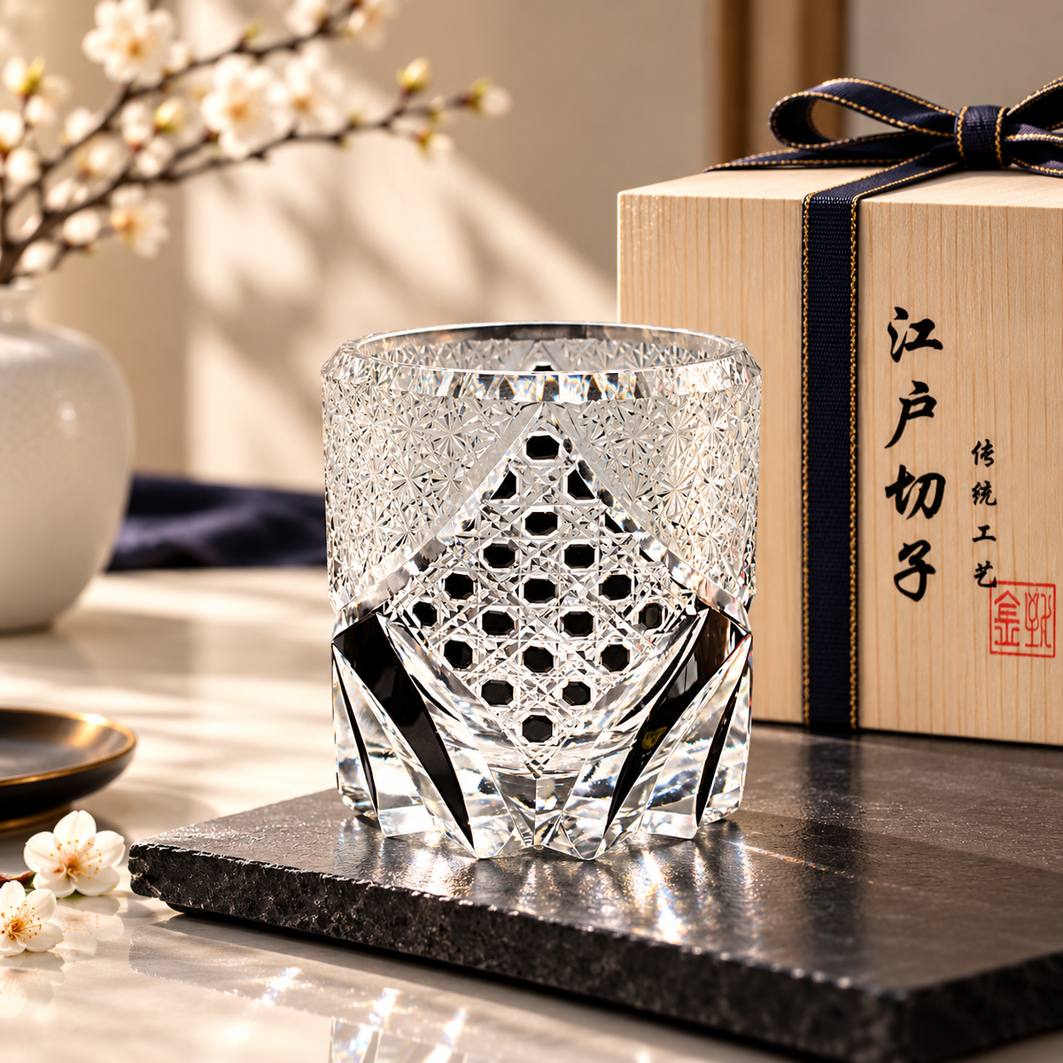 Kuro Samurai Crystal Whiskey Glass Gift Box