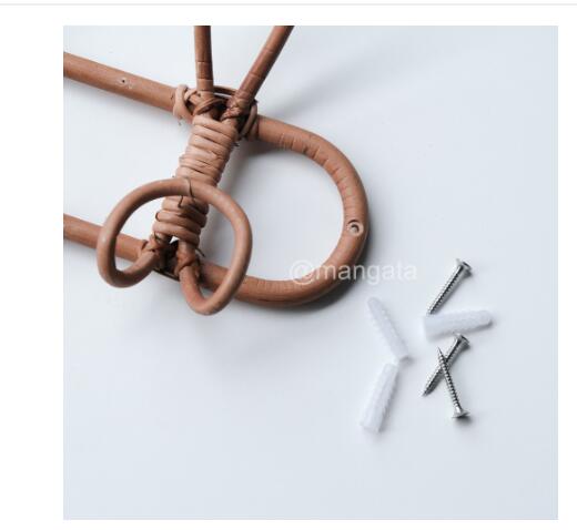 Kids Room Decor Hanger Rattan Wall Hooks Kids Garments Organizer Rack Clothes Hat Hanging Hook Rattan Hanger eprolo