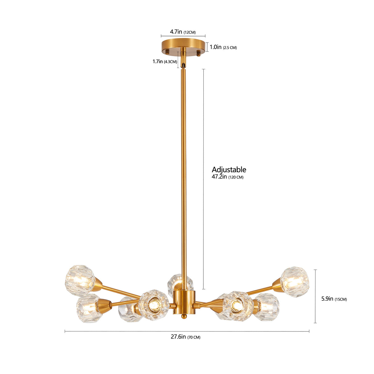 European Style 9-Light Golden Crystal Chandelier for Living Room and Bedroom Julia M Home & Kitchen