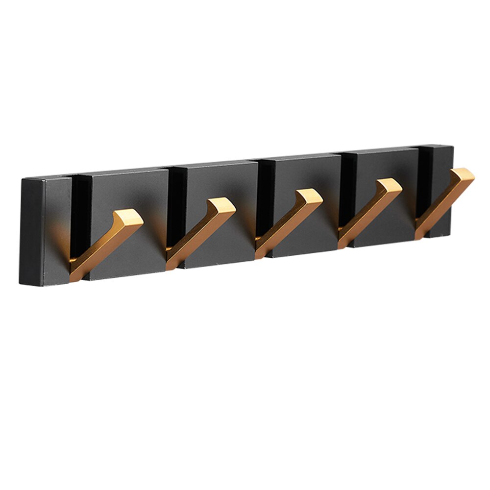 Folding Towel Hanger 2ways Installation Wall Hooks Coat Clothes Holder for Bathroom Kitchen Bedroom Hallway, Black Gold - Julia M LifeStyles
