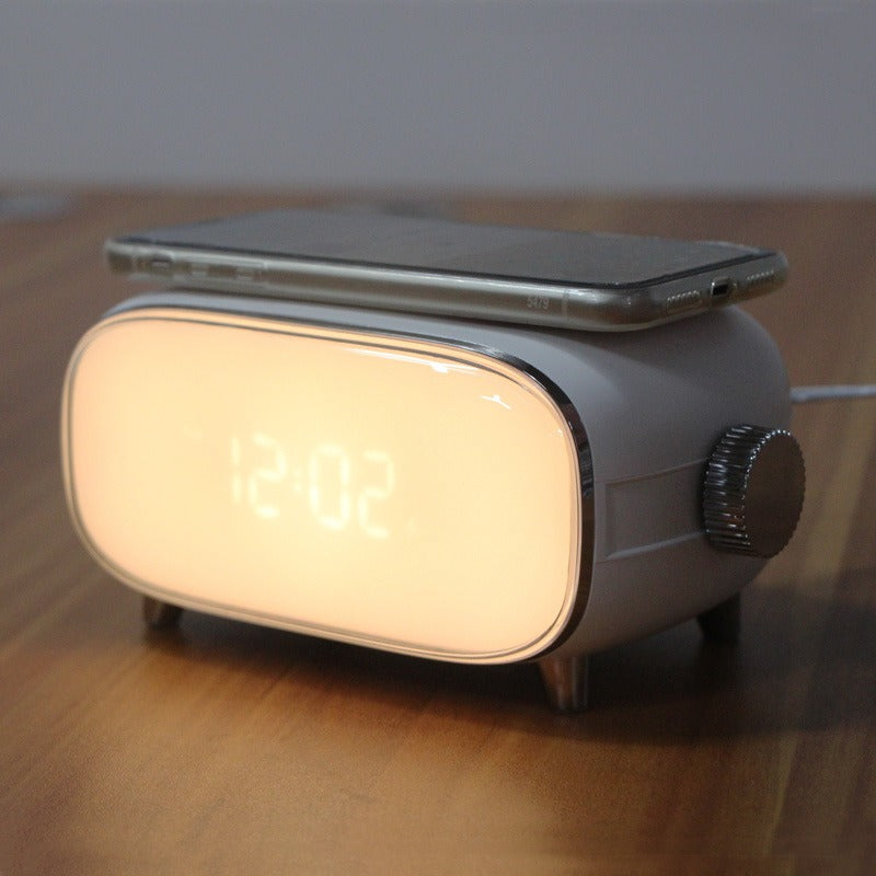 Creative wake-up alarm clock with QI wireless charging stylish atmosphere light clock sunset sleep night light table lamp Julia M Home & Kitchen
