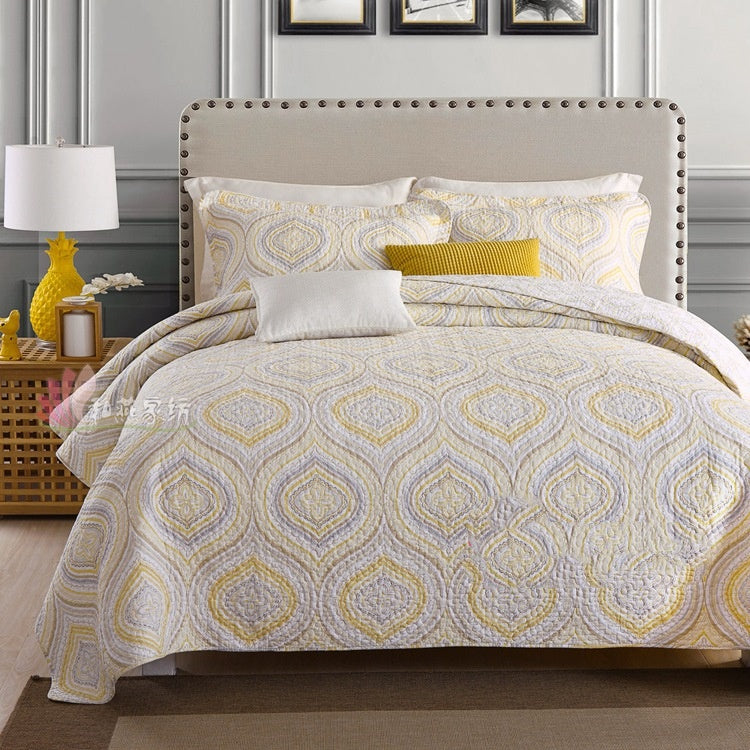 Pure Cotton Summer Cooling Duvet Airable Cover Bed Three-piece Set