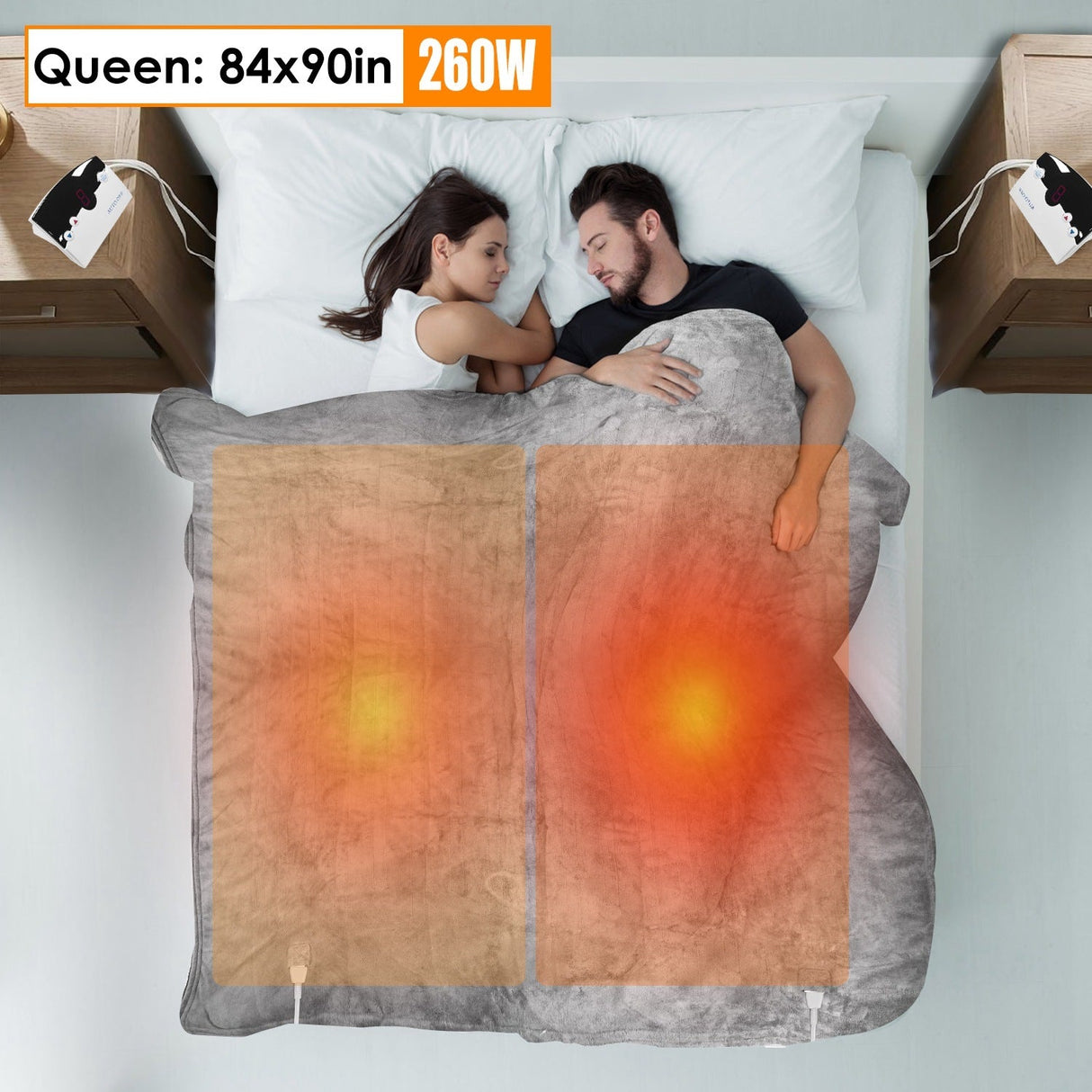1Pc Electric Heated King Size Fleece Heated Blanket With Dual Controller 10 Heating Levels 10 Hours Auto Off Machine Washable For Home Office Usage 90x100in julia m home & kitchen