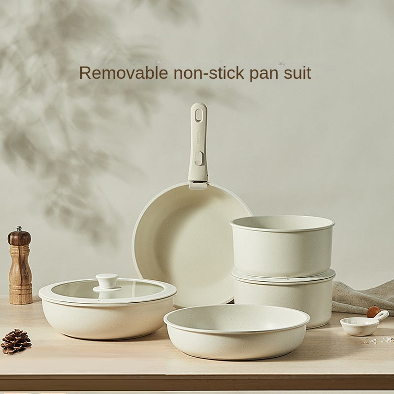Detachable cookware set, pot, wheat rice stone, flat bottomed pan, non stick pan, frying pan, household handle - Julia M LifeStyles